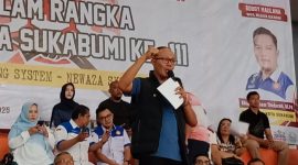 Wali Kota Sukabumi Ayep Zaki saat memberikan sambutan open turnamen Ju Jitsu