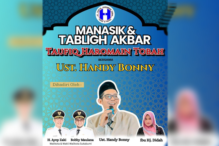 Flayer Manasik dan Tablig Akbar yang digelar oleh PT Taufiq Haromain Tobah Tour & Travel