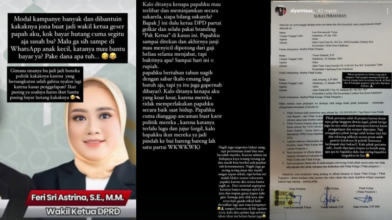 Tangkapan layar postingan terkait persamasalahan utang piutang viral di media sosial. Foto: Istimewa.