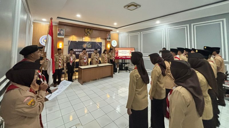 Upacara Pelantikan Pengurus Pramuka Gugus Depan 04.077-04.078 Pangkalan Lapas Kelas IIB Sukabumi Masa Bakti 2025-2027, yang digelar di aula Lapas, pada Rabu (30/07). Foto: Humas Lapas Sukabumi.
