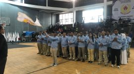 Prosesi pelantikan pengurus KONI Kota Sukabumi masa bakti 2025-2029 yang digelar di GOR Merdeka, pada Selasa (12/8). Foto: Boy.
