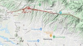 Panjang Sesar Lembang sepanjang sekitar 29 kilometer yang membentang dari Padalarang di barat hingga Cilengkrang atau Jatinangor di timur, melalui daerah seperti Lembang dan utara Bandung Raya. Foto: Istimewa.