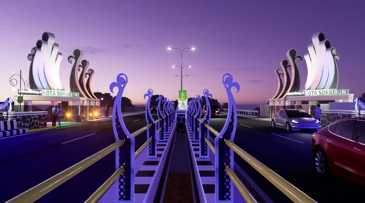 Desain tugu batas kota di Jalan Letkol Edie Soekardi, Kecamatan Warudoyong, Kota Sukabumi. Foto: Istimewa.