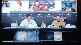 Suasana rapat koordinasi nasional (rakornas) melalui Zoom Meeting Room bersama Menteri Keuangan dan jajaran Kementerian Dalam Negeri (Kemendagri), Senin (20/10).