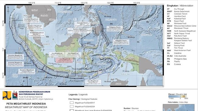 Segmen Megathrust di Indonesia. 
Foto: Dok. BRIN.
