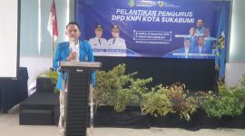 Ketua DPD KNPI Kota Sukabumi periode 2025-2028, Tantan Sutandi, saat memberikan sambutan dalam Musda ke-XVI yang digelar di salah satu hotel di Jalan Bhayangkara, pada Sabtu (13/12). Foto: Istimewa.