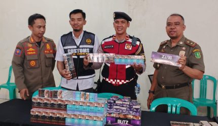 Hasil operasi gabungan peredaran batang rokok ilegal yang disita petugas di sejumlah titik di Kota Sukabumi, Senin (25/5). (Foto: Istimewa)