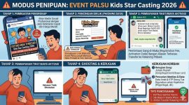 Ilustrasi kasus penipuan berkedok kegiatan pencarian bakat bertajuk *Kids Star Casting 2026* di Kota Sukabumi. (Google Gemini)