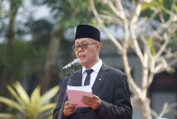 Wali Kota Sukabumi, H. Ayep Zaki, pimpin Upacara Peringatan Hari Lahir Pancasila Tingkat Kota Sukabumi Tahun 2026 di Lapang Apel Setda, Senin (1/6). (Foto: Dokpim Kota Sukabumi)