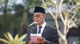 Wali Kota Sukabumi, H. Ayep Zaki, pimpin Upacara Peringatan Hari Lahir Pancasila Tingkat Kota Sukabumi Tahun 2026 di Lapang Apel Setda, Senin (1/6). (Foto: Dokpim Kota Sukabumi)