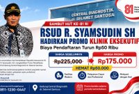 UOBK RSUD R. Syamsudin, S.H. menghadirkan promo khusus pendaftaran Klinik Eksekutif dalam rangka menyemarakkan peringatan HUT ke-81 Kemerdekaan Republik Indonesia. (Foto: Ilustrasi)