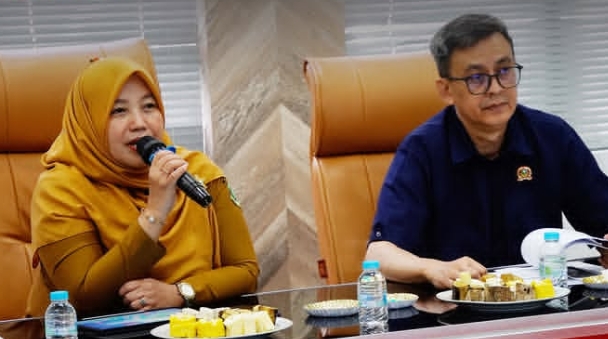 Kepala Dinkes Kota Sukabumi, Ida Halimah (kiri), dan Ketua Komisi III DPRD, Bambang Herawanto (kanan), saat menghadiri agenda rapat kerja yang digelar di Ruang Pertemuan Bawah Dinkes, Senin (3/8).