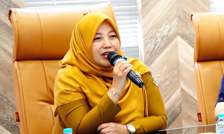 Kepala Dinkes Kota Sukabumi, Ida Halimah, saat memberikan sambutan dalam kunjungan kerja Komisi III DPRD dengan agenda rapat kerja yang digelar di Ruang Pertemuan Bawah Dinkes, Senin (3/8). (Foto: Istimewa)