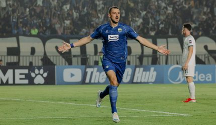 Balsa Sekulic usai mencetak gol di Stadion Si Jalak Harupat, Rabu (28/10). (Foto: Istimewa)